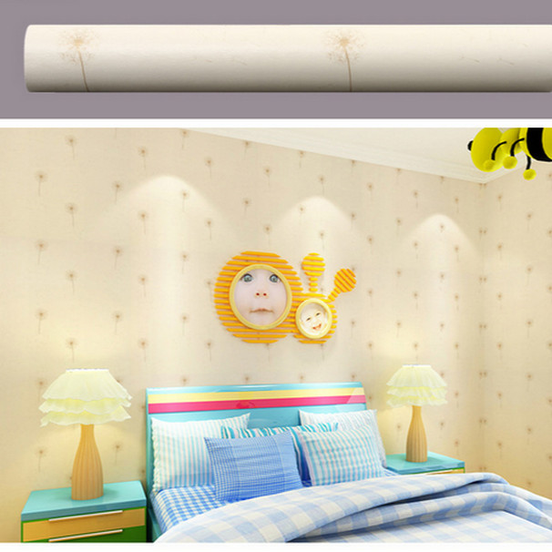 Cuộn 5m Decal Giấy Dán Tường Bồ công anh màu vàng kem