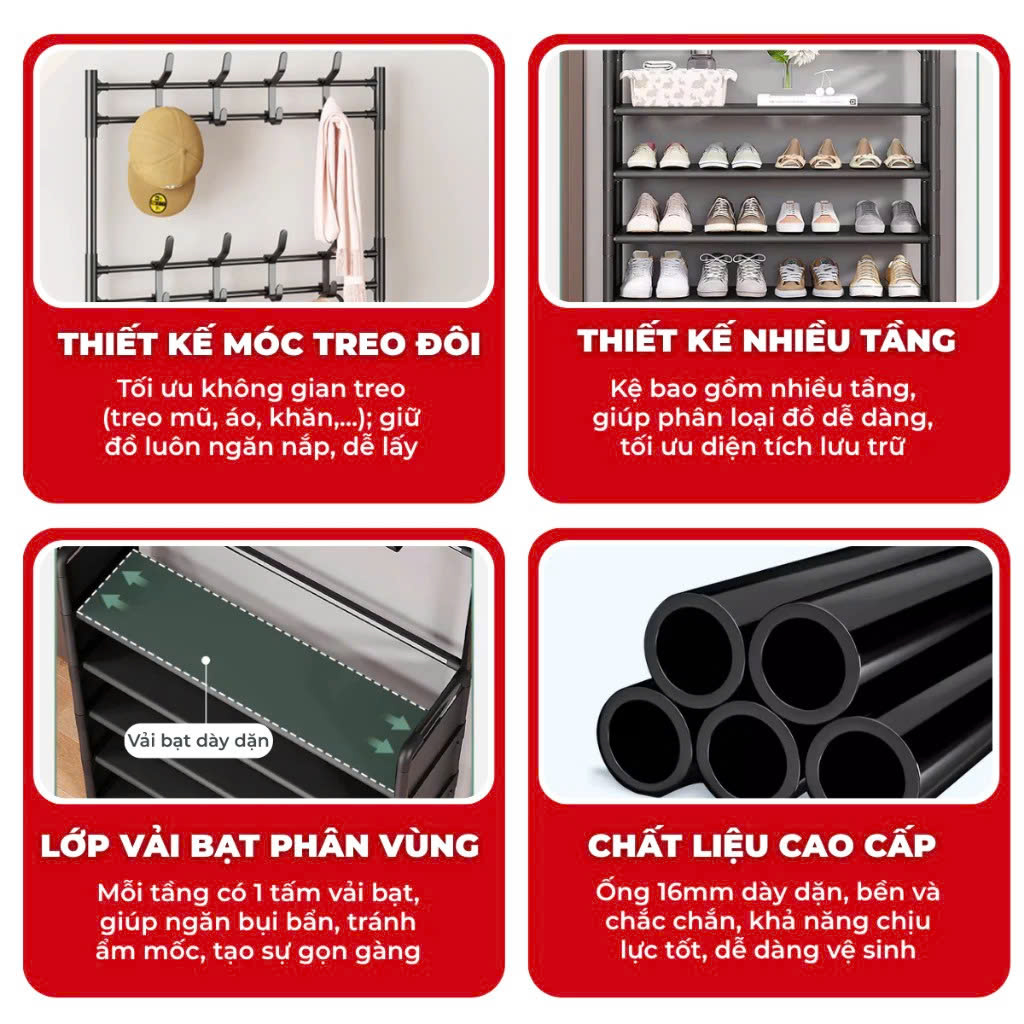 Giá Treo Quần Áo Túi Xách - Kệ Để Đồ Dày Dép Phong Cách Hàn Màu Tự Nhiên