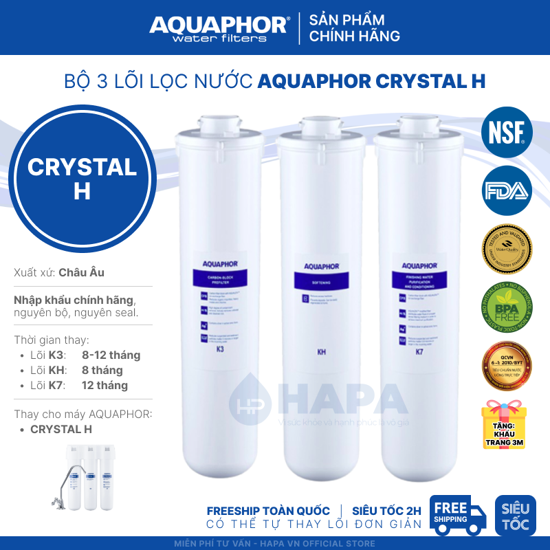 Bộ Lõi Lọc Nước AQUAPHOR CRYSTAL H, ECO, ECO H, MORION Nhập khẩu Châu Âu - Hàng Chính Hãng AQUAPHOR