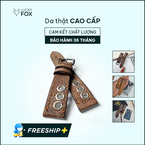 Dây đồng hồ nam dây da thủ công da bò sáp AL113   CAM KẾT CHẤT LƯỢNG - Y HÌNH - BH 3 năm Size 20/Size 22