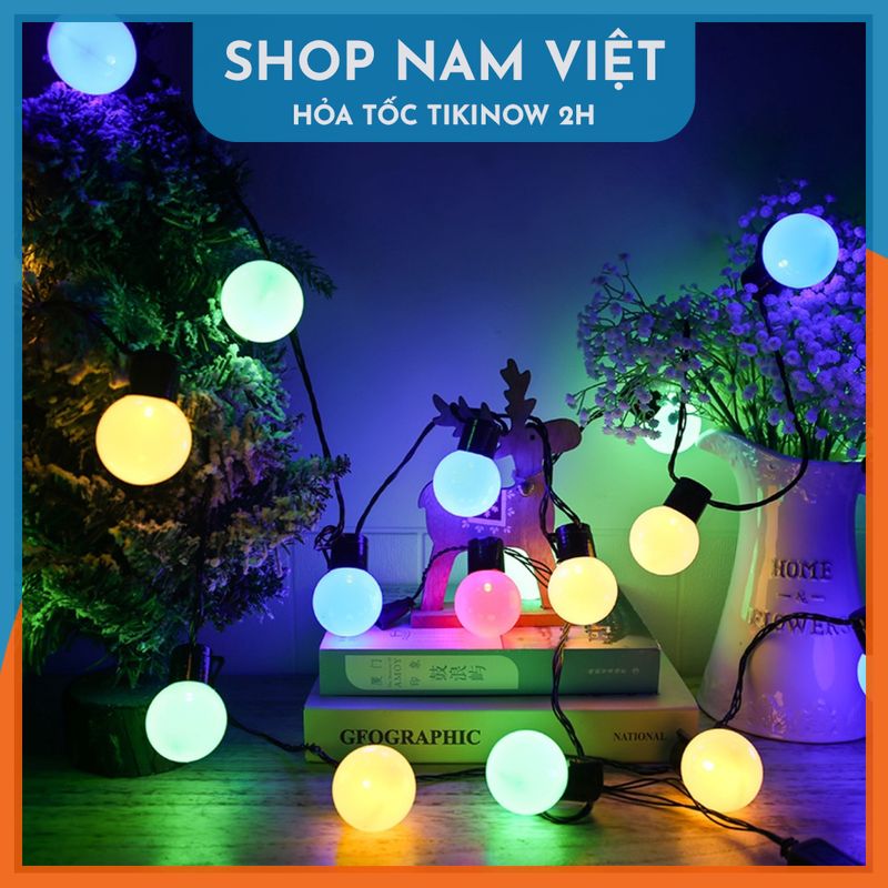 Đèn Led Ping Pong Chuôi Đen Bóng 5cm, Dài 5m 20 Bóng Đèn Chống Nước Trang Trí Ngoài Trời - Chính Hãng NAVIVU