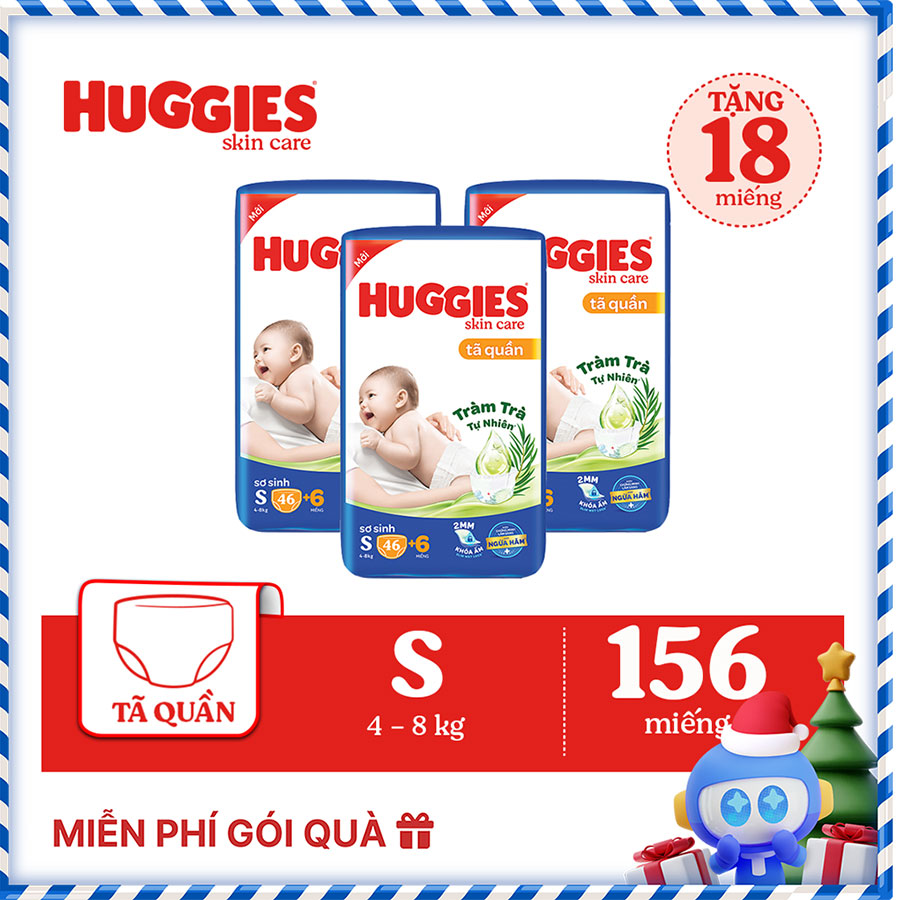 Comobo 3 Tã quần Huggies Skin care Jumbo S46+6