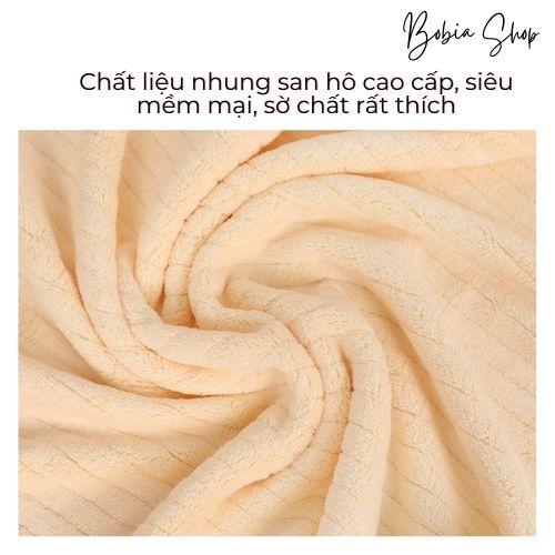 Khăn ủ tóc siêu nhanh khô, khăn quấn tóc bông gòn vân kẻ sọc dày dặn, mềm mịn