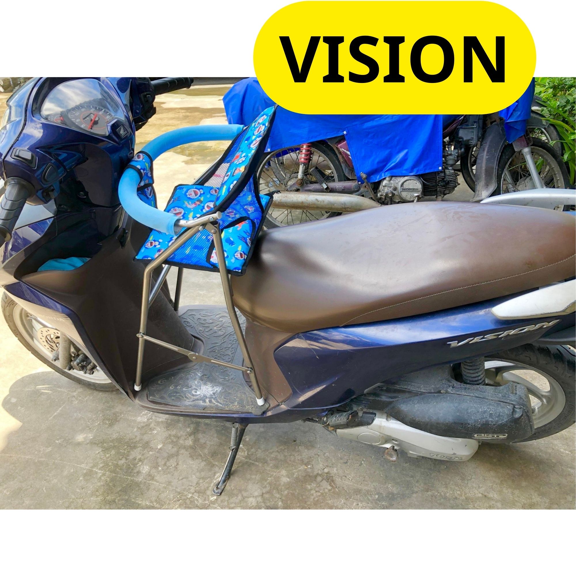 ( GHẾ INOX CÓ DÂY ĐAI ) Ghế ngồi xe tay ga cho bé (có cả dây đai và vòng bảo hiểm an toàn) ghế ga xếp INOX Cao Cấp