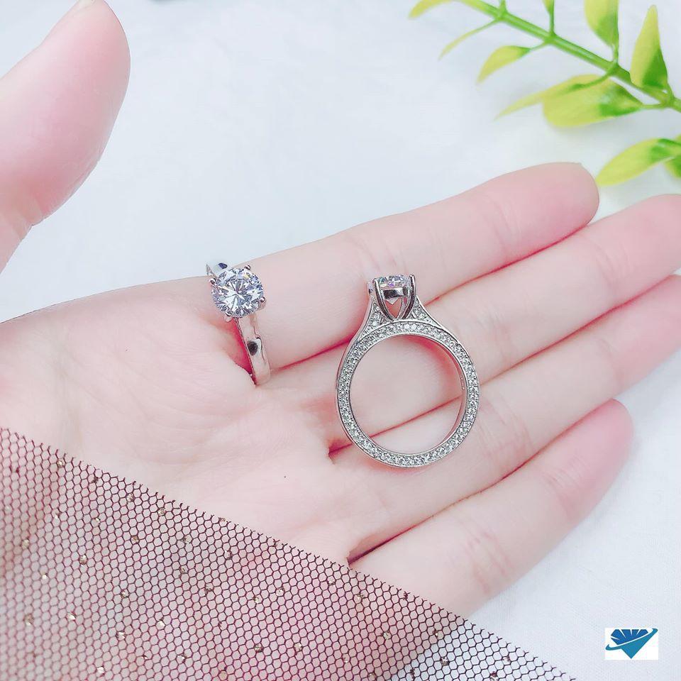 Nhẫn bạc Ý cao cấp si bạch kim MS295