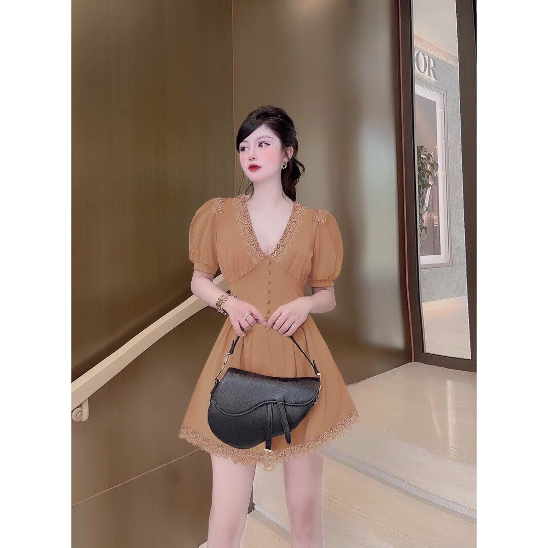 Jum short giả váy phối ren có quần rời dây kéo lưng xinh xắn