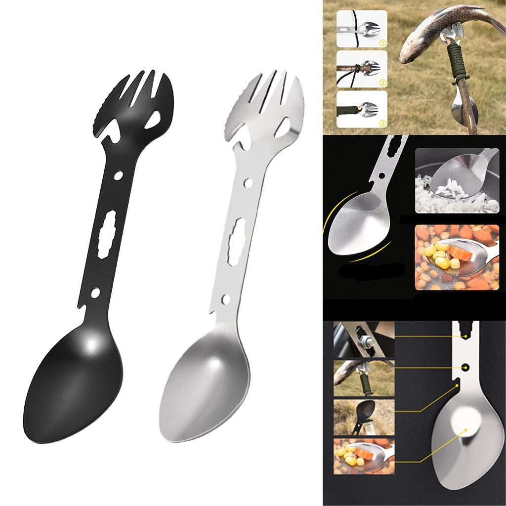 Multi-purpose Spork Camping Fork Spoon Bottle Beer Can Opener Outdoor Tableware