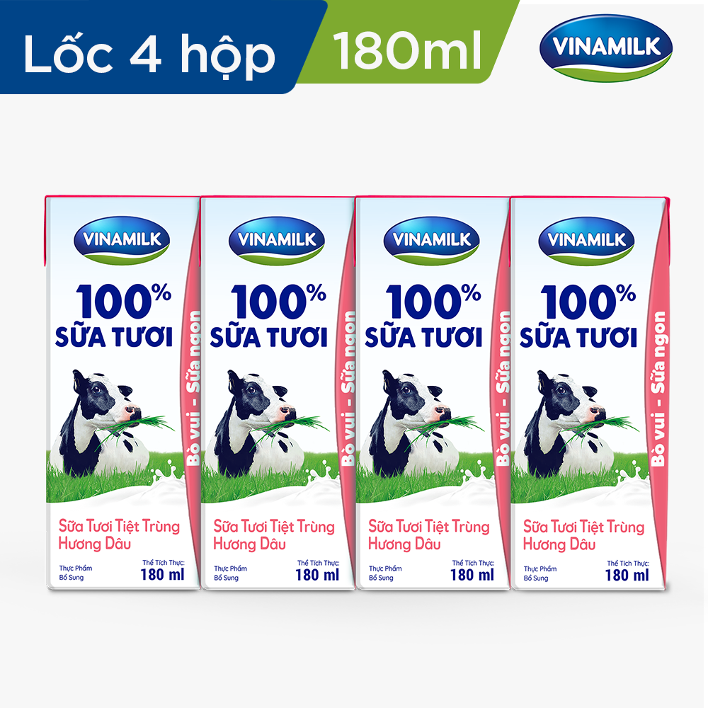Thùng 48 Hộp Sữa Tươi Tiệt Trùng Vinamilk 100% Hương Dâu