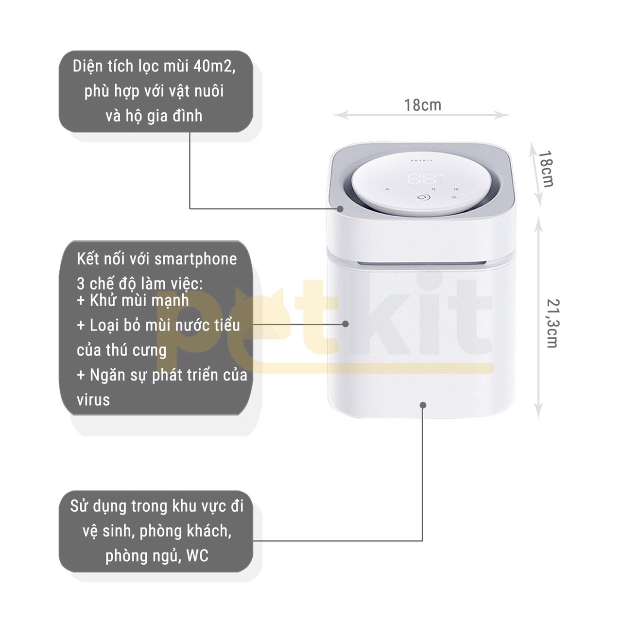 Máy khử mùi diện rộng cho pet Air Magicube