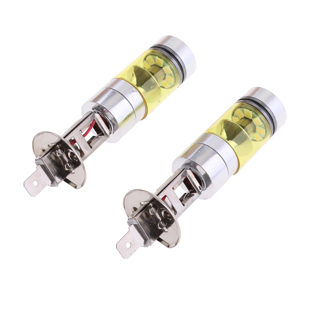 1 Pair of H1 20LED 100W High Power Yellow Projector Fog Driving Light Bulbs