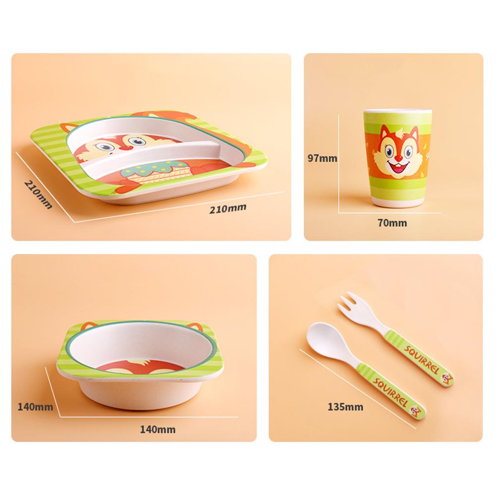 Trẻ Em Món Ăn Bộ Đồ Ăn 5 Cái/bộ Kid Đĩa Dùng Tiệc Gia Sáng Tạo Hoạt Hình Sợi Tre Tự Nhiên Chén Ăn Cho Bé Món Ăn