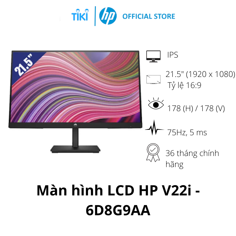 Màn hình LCD HP V22i - 6D8G9AA (1920 x 1080/IPS/75Hz/5 ms/FreeSync) - Hàng Chính Hãng