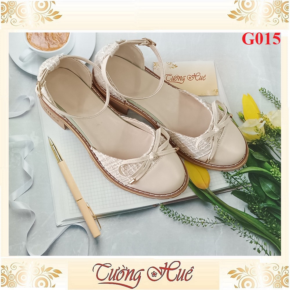 Giày Cao Gót Mũi Tròn Nữ Phối Nơ Khóa Cài Gót Vuông Cao 4CM - Hàng Quảng Châu