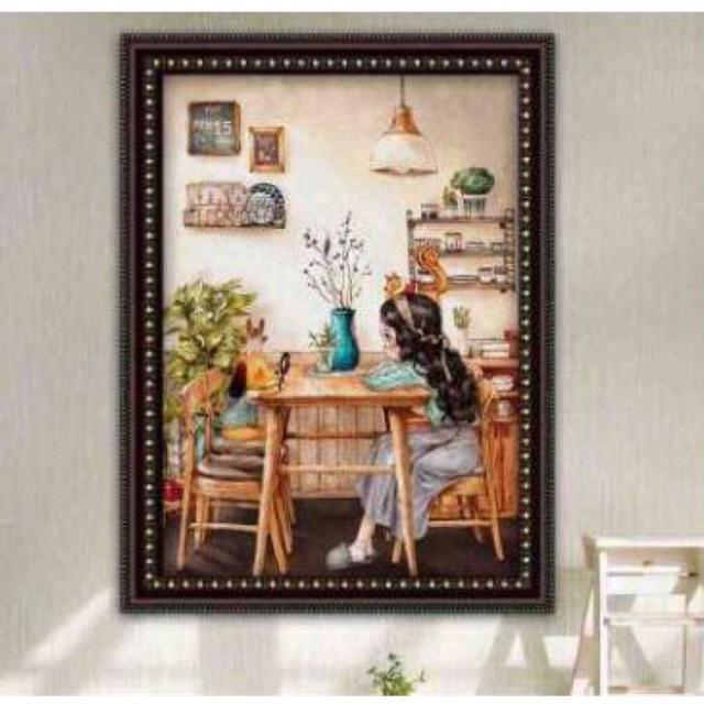 Tranh thêu chữ thập THÊU KÍN KT 53x72 cm