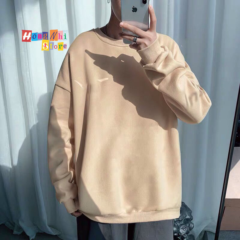 Áo Sweater Trơn Chất Nỉ Lót Bông Màu Nude - Sweater Unisex - MM