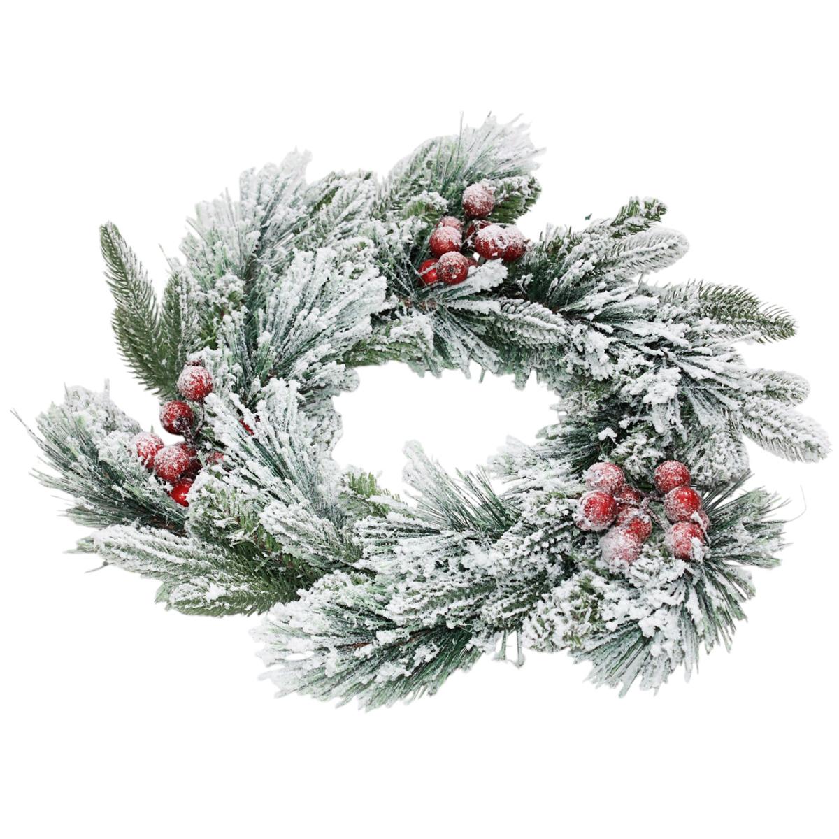 Vòng Hoa Cước Nở Hoa Phủ Tuyết - Trang Trí Noel 50 cm - Chaang Chiia LP-W2-HS20