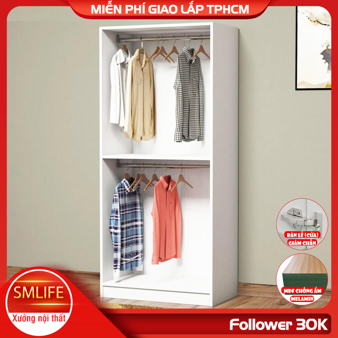 Tủ quần áo gỗ hiện đại SMLIFE Busshiri | Gỗ MDF dày 17mm chống ẩm | D80xR50xC180cm