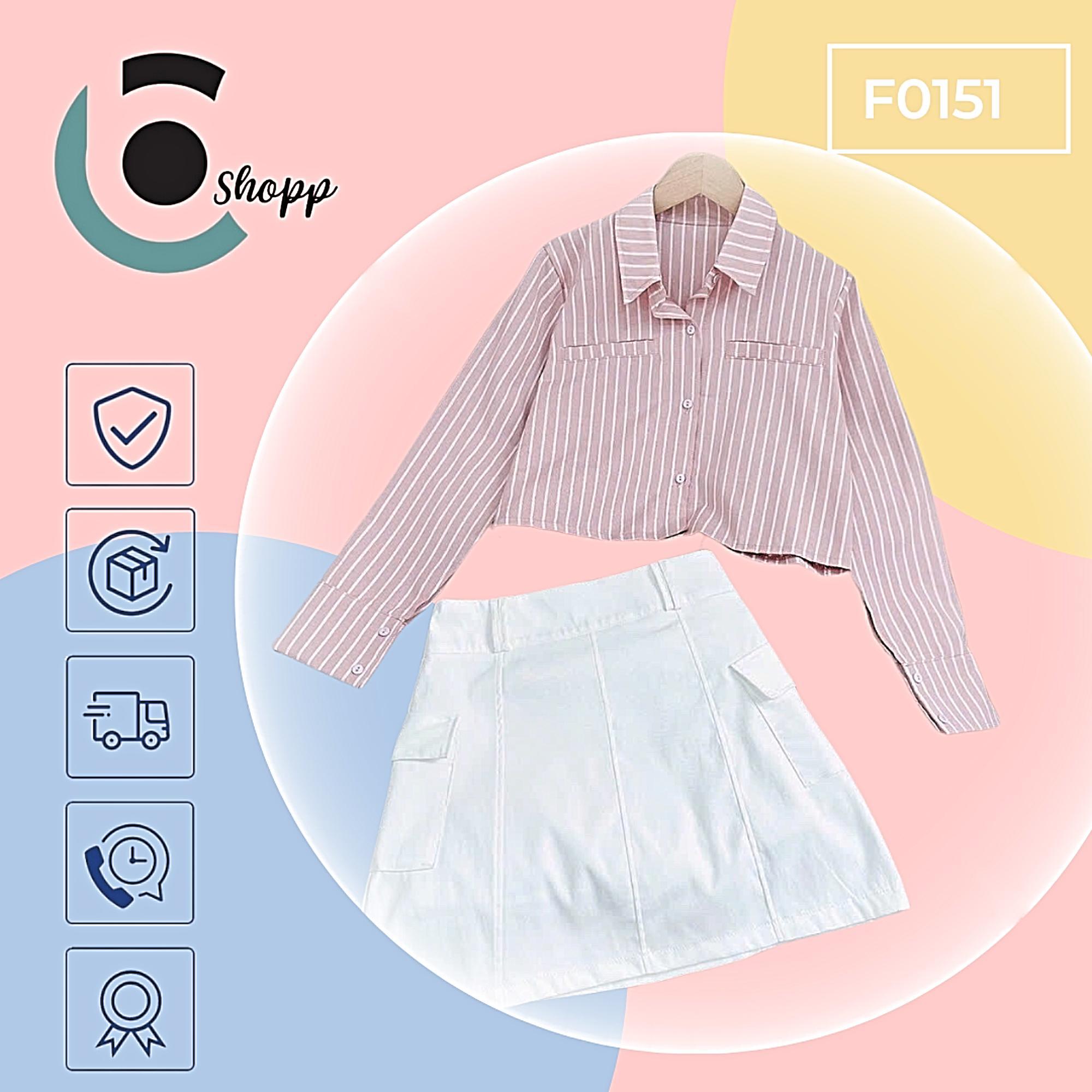 Set sơmi crop kèm quần giả váy cao cấp