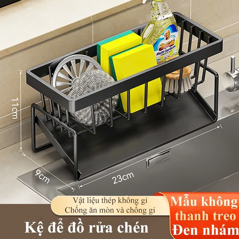 Kệ khay chữ nhật để miếng rửa chén có Khay Hứng Nước GROFA
