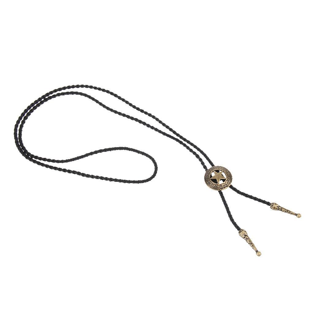 Bolo Bola Tie Rodeo Cowboy PU Leather Star Pendant Necktie Antique