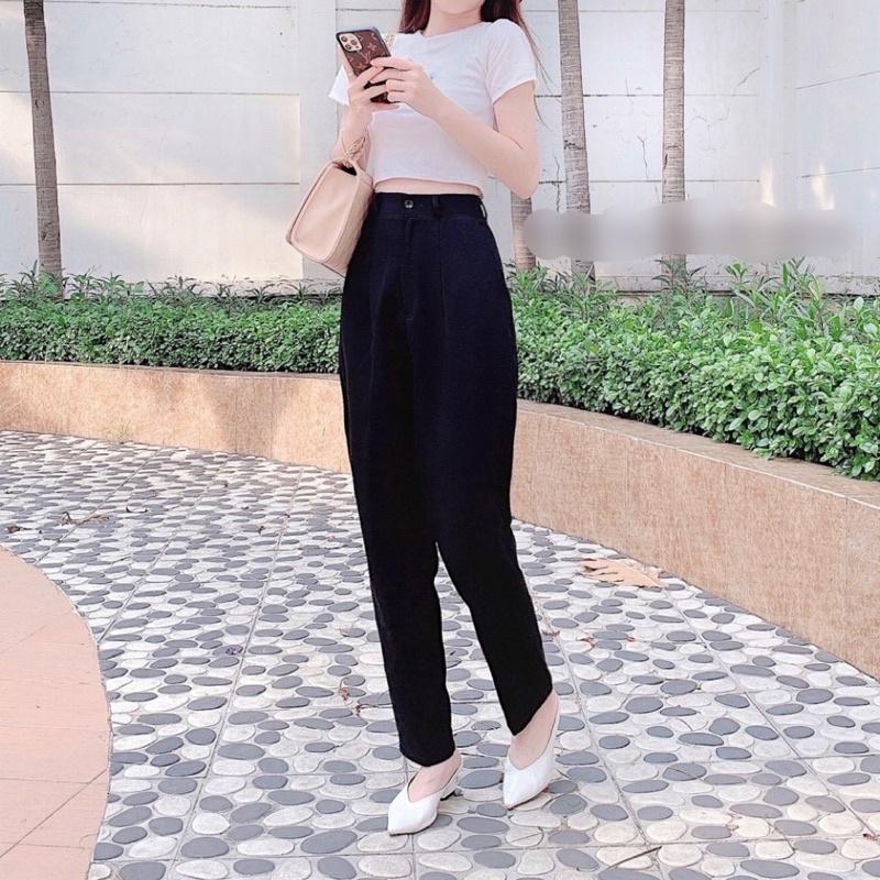 Quần tây baggy nữ mặc đi học cạp cao, quần vải học sinh