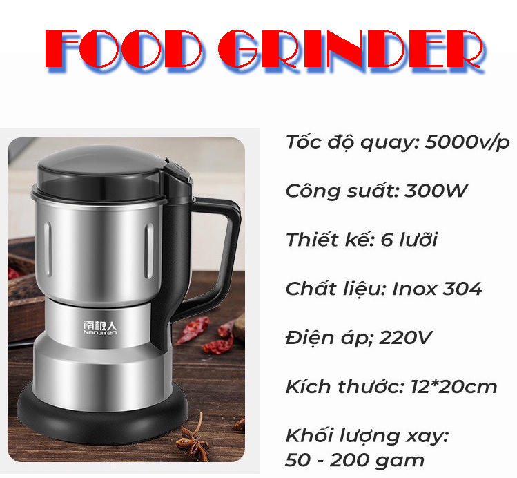 MÁY XAY NGŨ CỐC VÀ ĐỒ GIA VỊ - GRINDER NGUỒN 220V