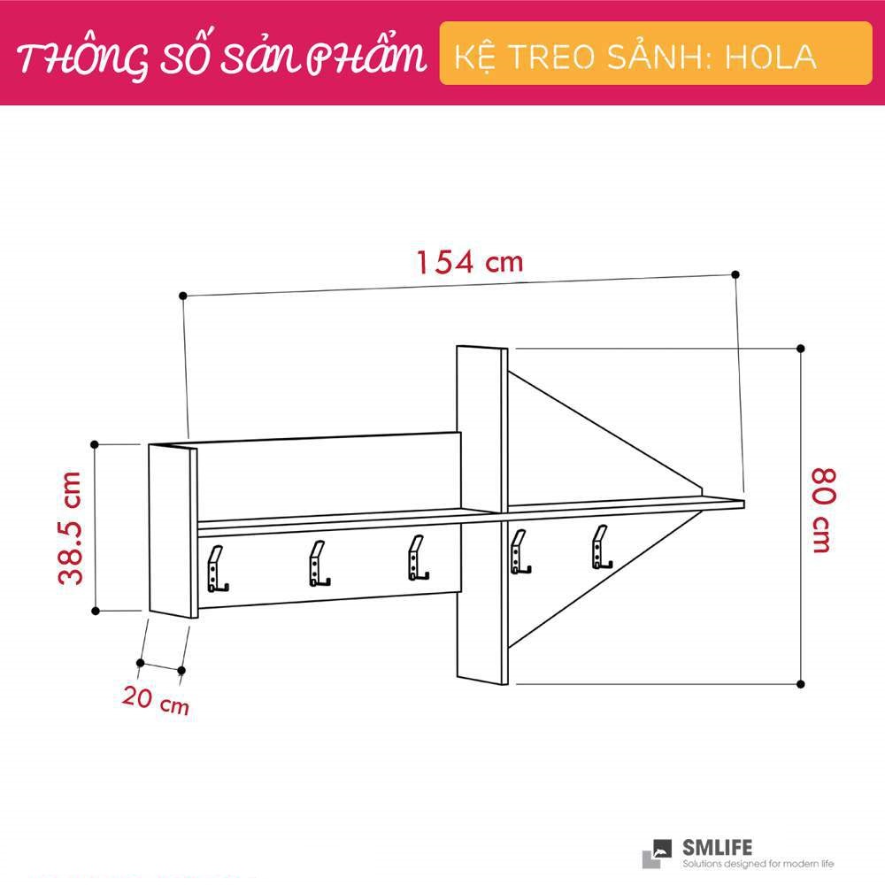 Kệ gỗ sảnh ra vào SMLIFE Hola | Gỗ MDF dày 17mm chống ẩm | D154xR20xC80cm