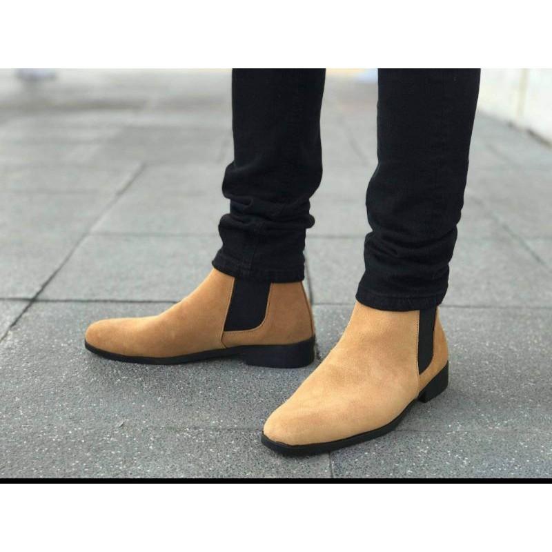 Chelsea Boots da lộn, đế đúc, tăng chiều cao 6cm