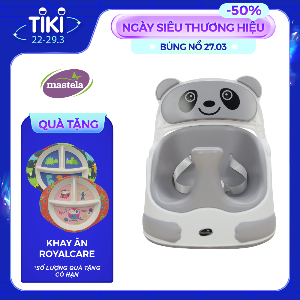 Ghế tập ngồi, ghế ăn dặm kiêm xe kéo 3 in 1 đa năng cho bé Mastela 1018, lót silicon cao cấp - tặng áo yếm mastela