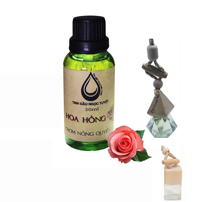 Bộ khuếch tán tinh dầu hoa hồng 30ml gắn máy lạnh, quạt, ô tô và phòng tắm