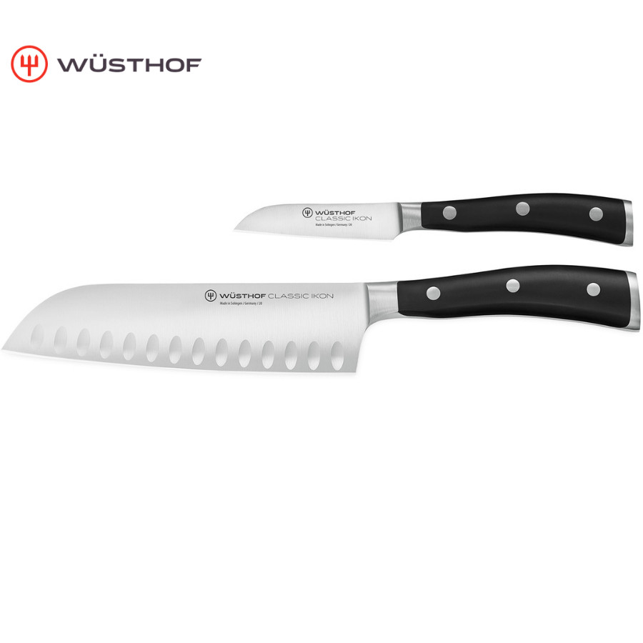 Bộ Hai Dao Bếp Asian Santoku Và Dao Gọt Thép Rèn 9276 Classic Ikon Wusthof