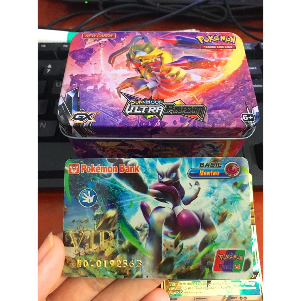 Rhẻ bài pokemon hộp sắt 40 lá Tặng kèm 1 thẻ Vàng Vip