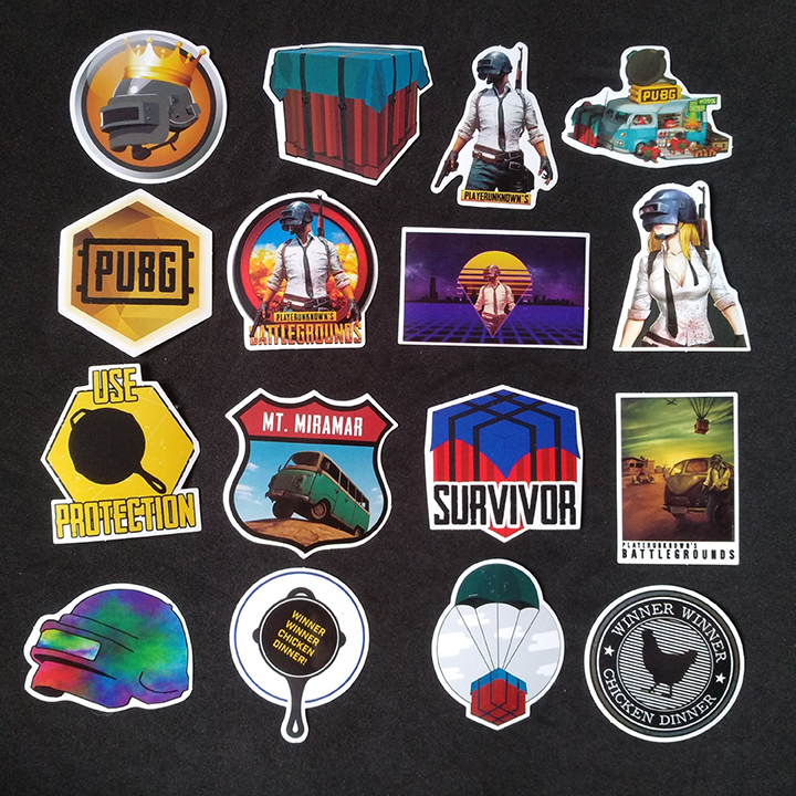 Bộ Sticker dán cao cấp chủ đề PUBG - Dùng dán Xe, dán mũ bảo hiểm, dán Laptop