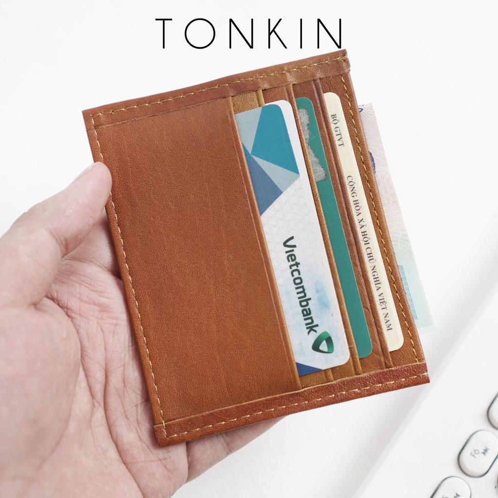 Ví Cardholder nam da bò cầm tay nhiều ngăn, bóp nam da thật cao cấp nhiều màu unisex thương hiệu TONKIN