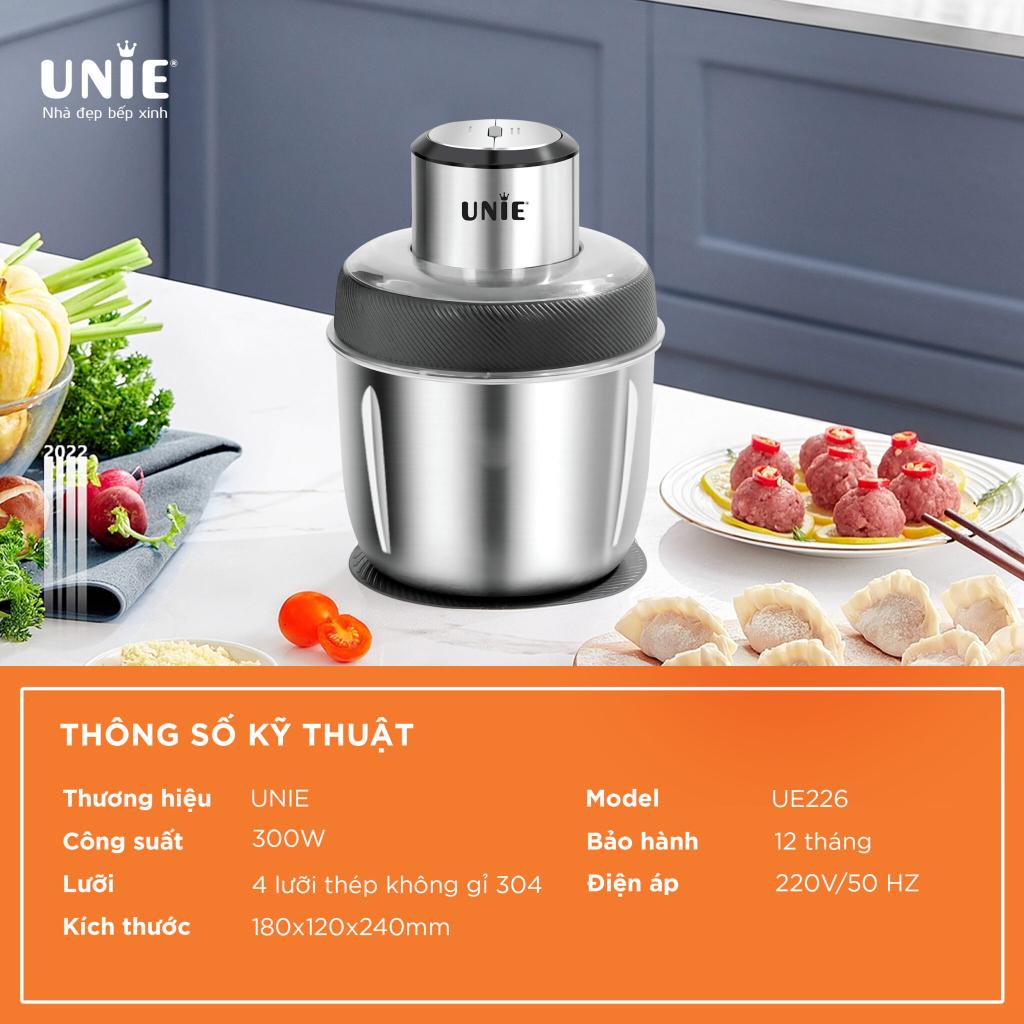 Máy Xay Thịt Unie UE226, 2.5Lit-300W, Kèm 2 Cối Inox 304, Hàng Chính Hãng