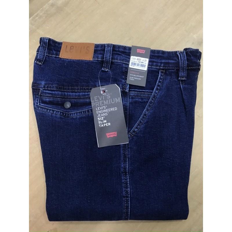 Quần bò dài nam trung niên túi chéo dáng thụng chất co giãn hàng cao cấp Levi’s đẹp