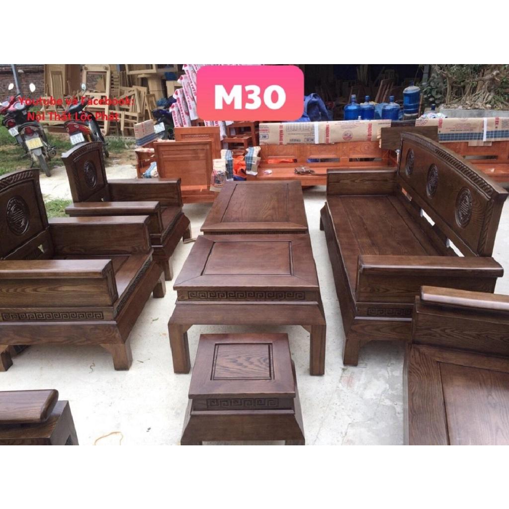 Bàn ghế phòng khách Bộ Hoàng cung màu óc chó gỗ Sồi Nga mẫu M30