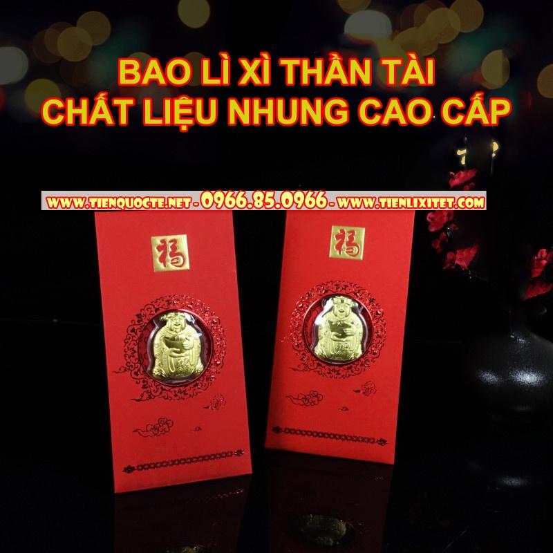 Combo 50 bao lì xì thần tài đồ thờ cúng phong thủy , bao Nhung chất lượng đẹp