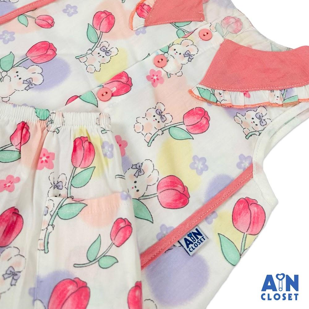 Bộ quần áo Ngắn bé gái họa tiết Thỏ Hoa Đào cotton - AICDBGB0D8OQ - AIN Closet