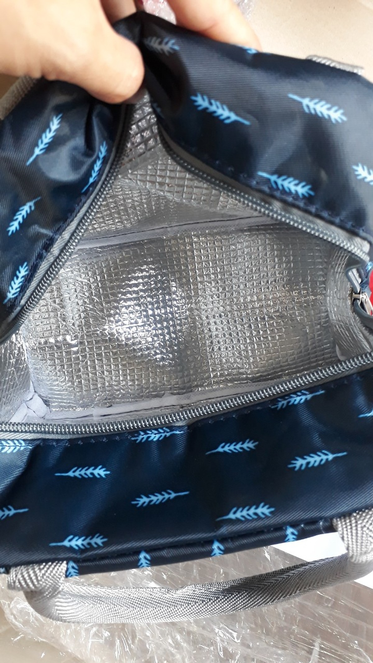 Túi vải đựng cơm có lớp giấy bạc giữ nhiệt mẫu bản ngang - màu ngẫu nhiên