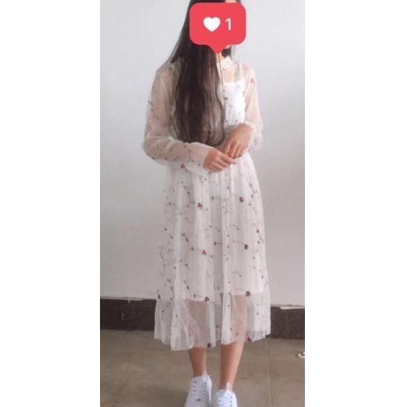 Đầm công chúa thêu hoa nhí phong cách Hàn Quốc