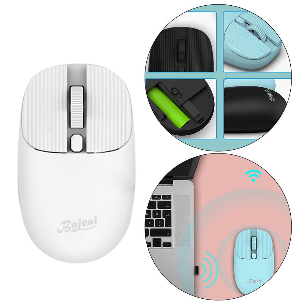 Wireless Mouse w/ USB Receiver Portable 1200DPI Noiseless Click 3 Buttons White