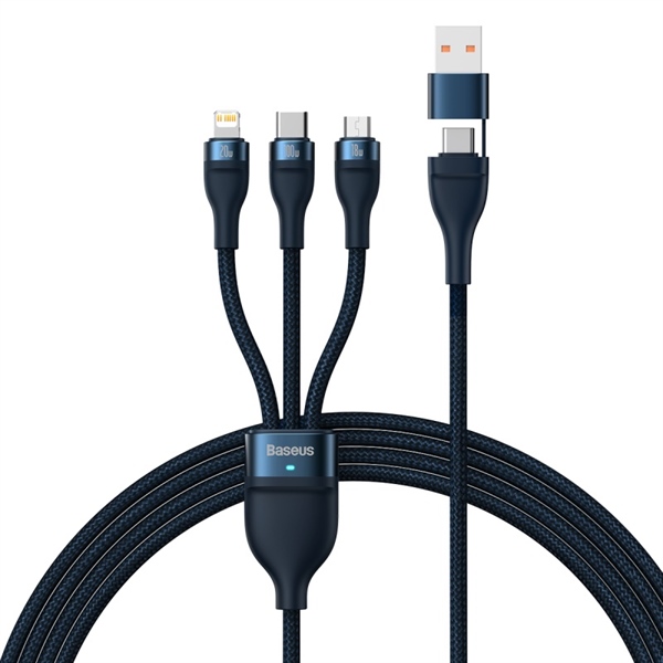 Cáp sạc nhanh 3 đầu Baseus Flash Series Ⅱ PRO Two-for-three Charging Cable U+C to M+L+C 100W (Hàng chính hãng)