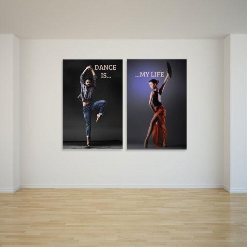 Bộ 2 tranh treo tường phòng tập nhảy”Dance is my life” | Tranh phòng thu W3483