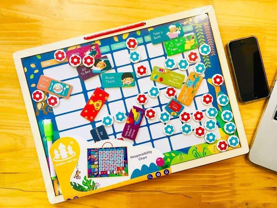 Đồ Chơi Trẻ Em, Bảng Khen Thưởng Kỷ Luật Cho Bé, Đồ Chơi Gỗ Bảng Sticker Có Nam Châm Giúp Bé Rèn Luyện Thói Quen Tốt