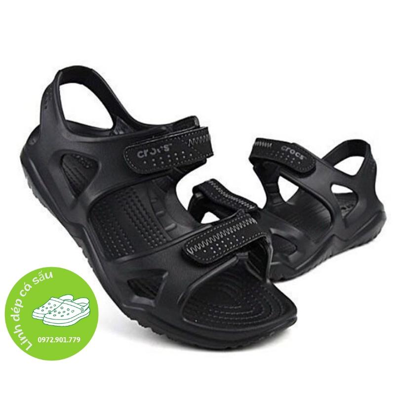 Sandal nhựa cross river màu đen quai dán , đúc liền khối, mưa nước thoải mái