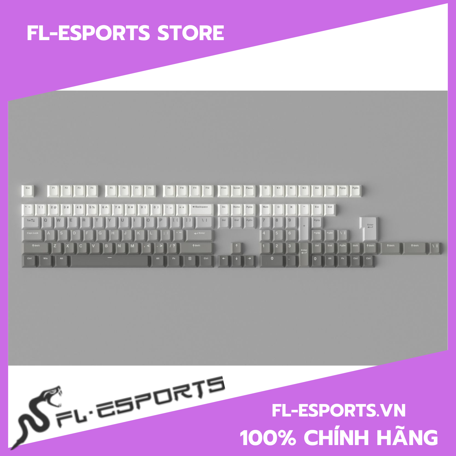 Bộ keycap bàn phím FL-Esports FLCMMK Hidden Fog Gradient Gray - Hàng chính hãng