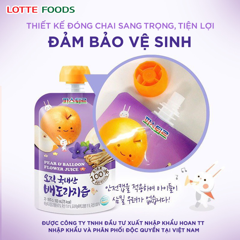 NƯỚC LÊ CÁT CÁNH LOTTE Hàn Quốc (Xách 20 túi 100ml)