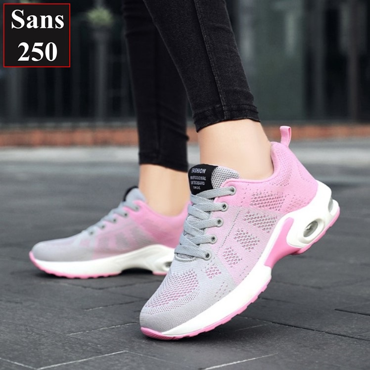 Giày thể thao nữ sneaker Sans250 chất vải thoáng mát đệm khí êm chân màu đen hồng tím size lớn bigsize 40 41 42 cổ thấp
