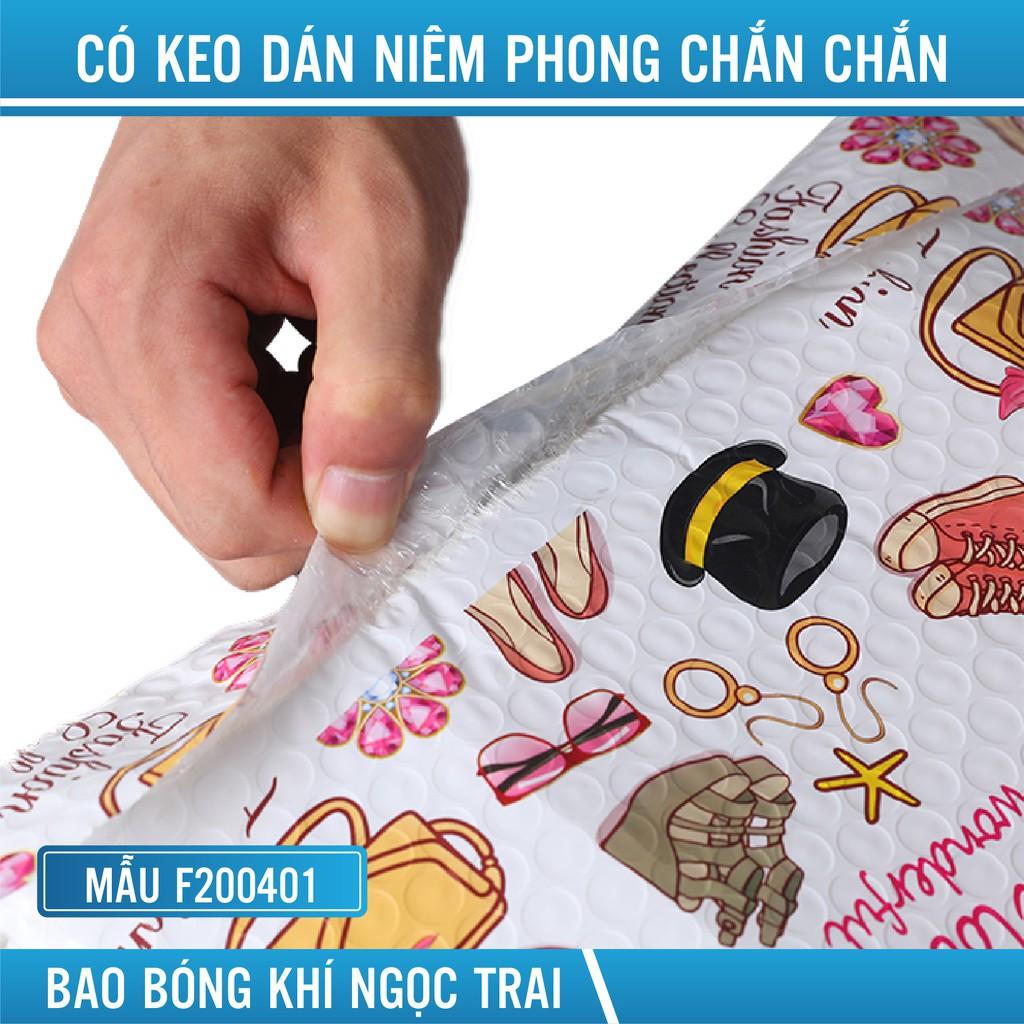 Túi gói hàng chống sốc 25x30+4cm túi nilong in hình thời trang sẵn băng keo hàng dễ vỡ